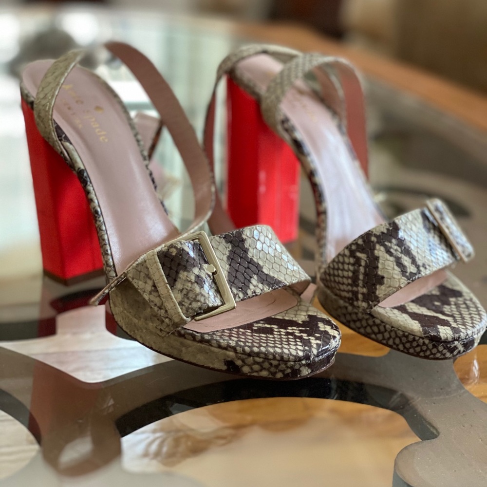 Kate Spade Snakeskin and Neon Block Heel
